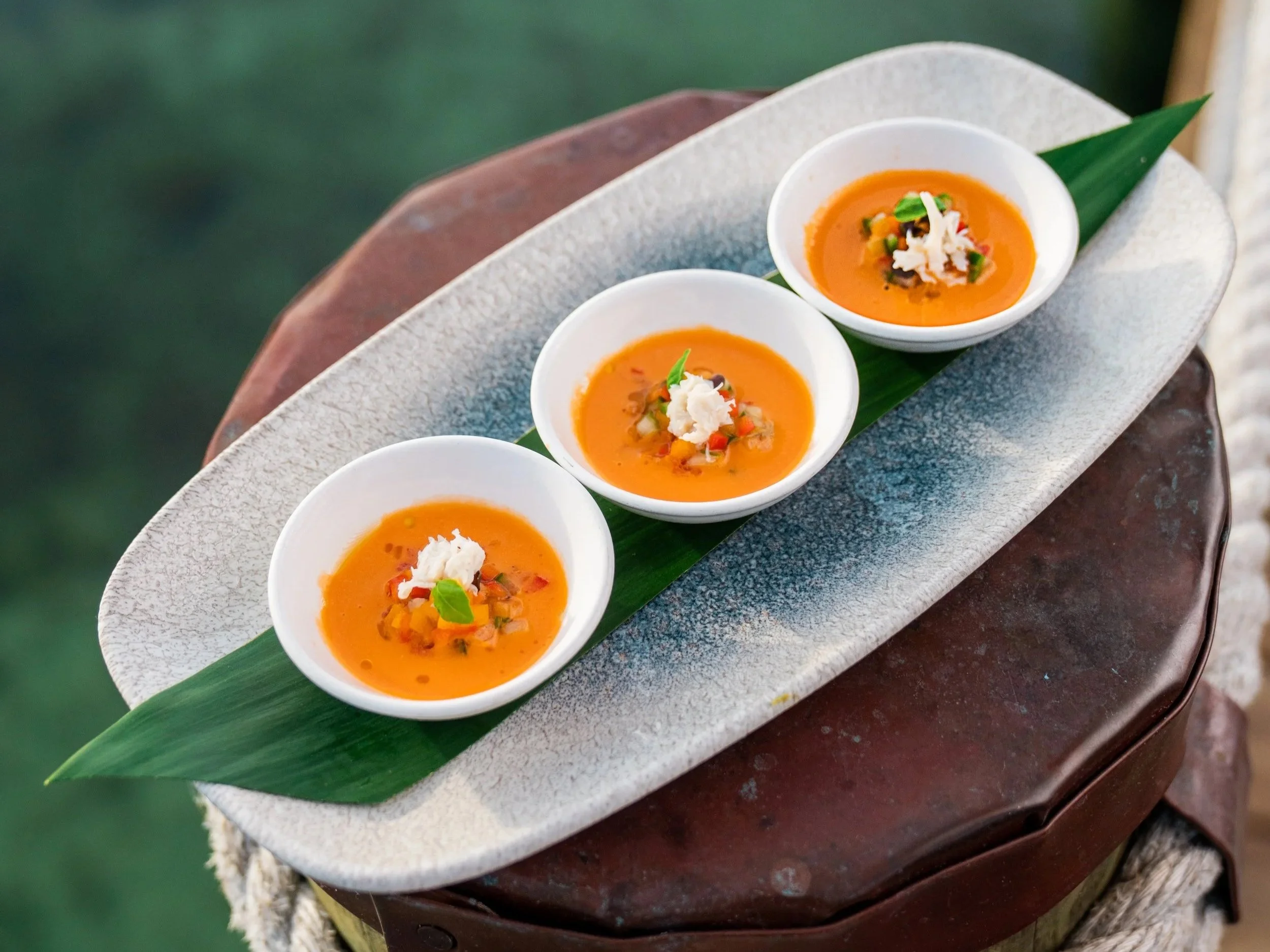 Crab Gazpacho | Passed Hors D'oeuvres | Photo by Lost Media Photography