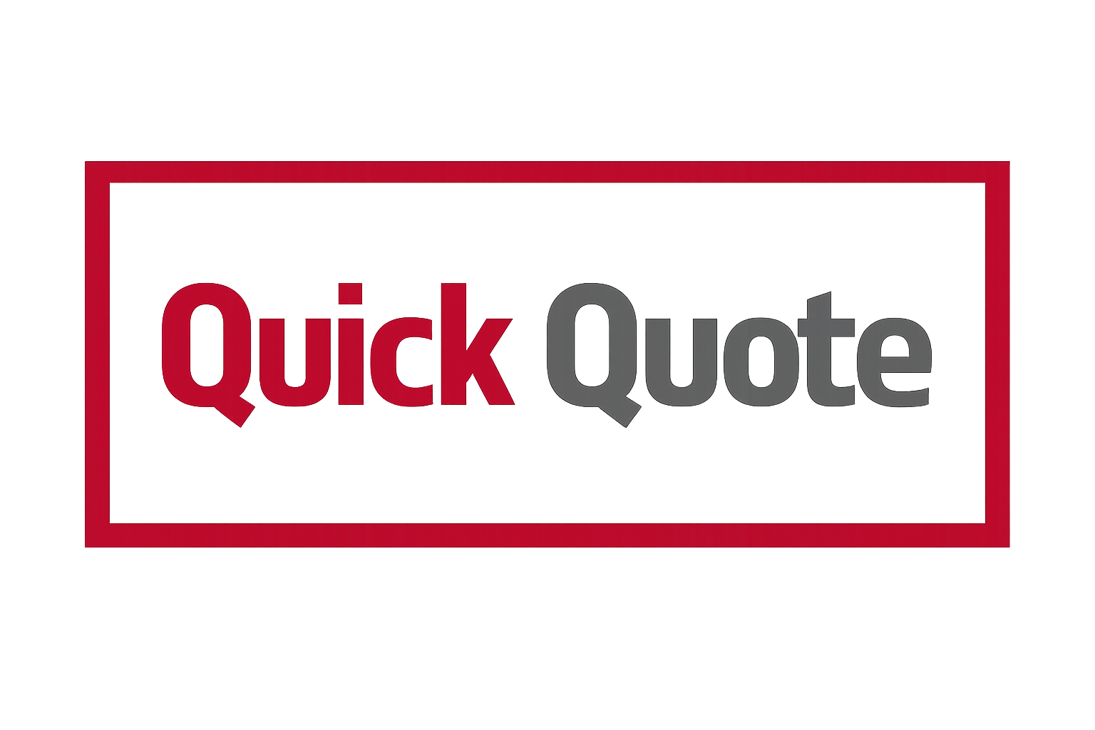 3D text logo reading 'Quick Quote' on a red background with a gray and black color scheme.