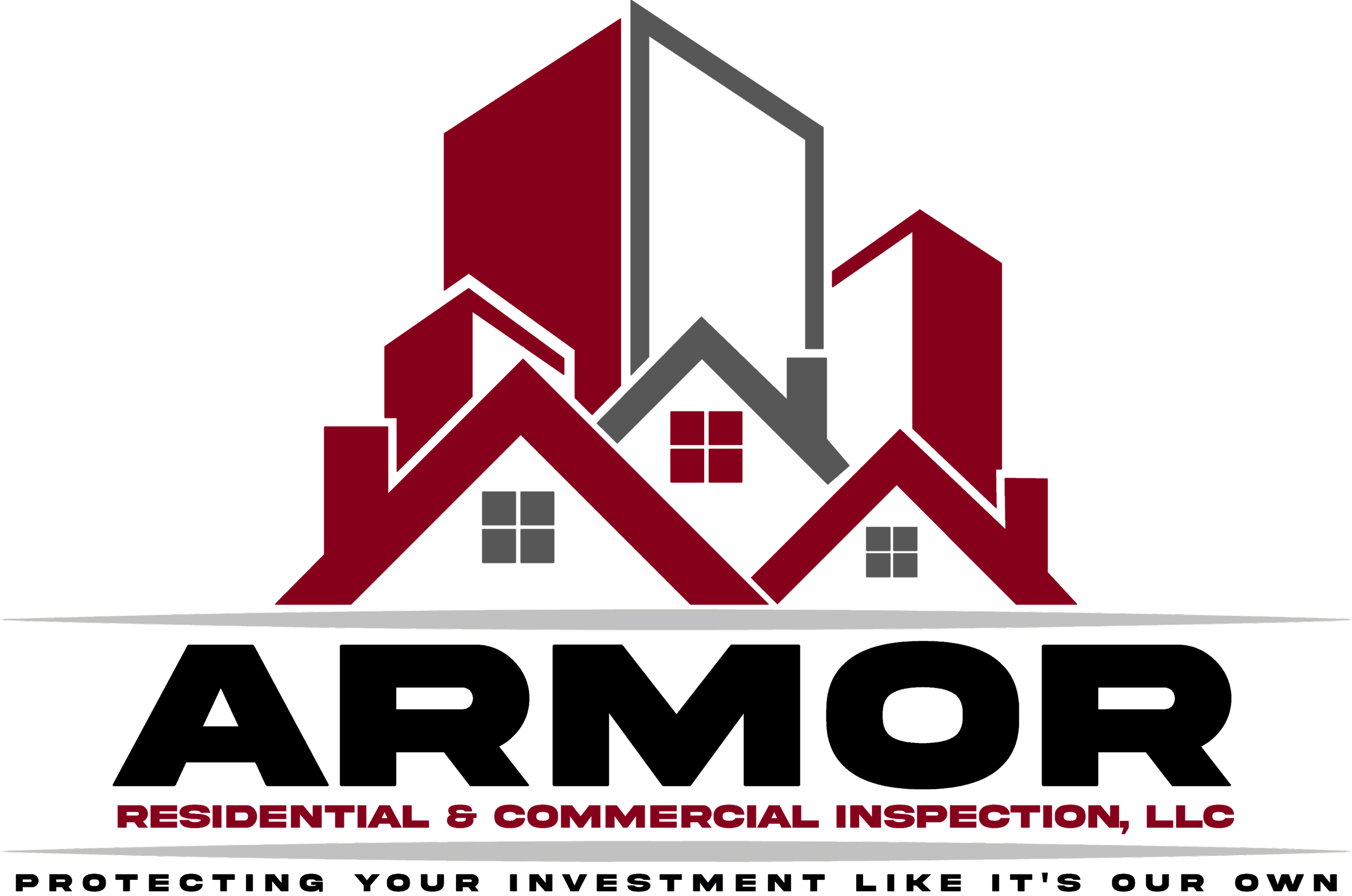 Logo for Residential & Commercial Inspection, LLC featuring a stylized house with red and gray outlines.