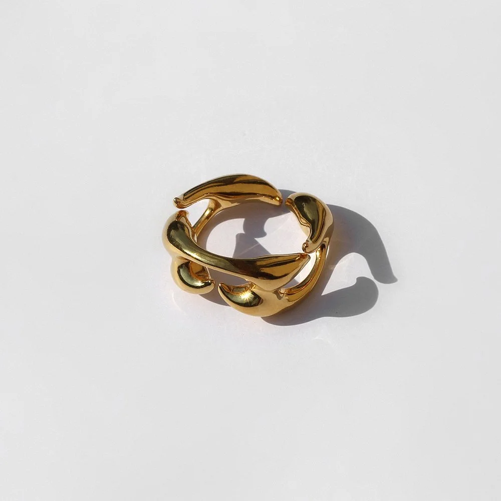 Gold ring Azalée - 24 Carat Gold Plated Brass (3microns) - Mirror polished - Weight : 7 to 14 grams (depends of the size) - Designed & made in France