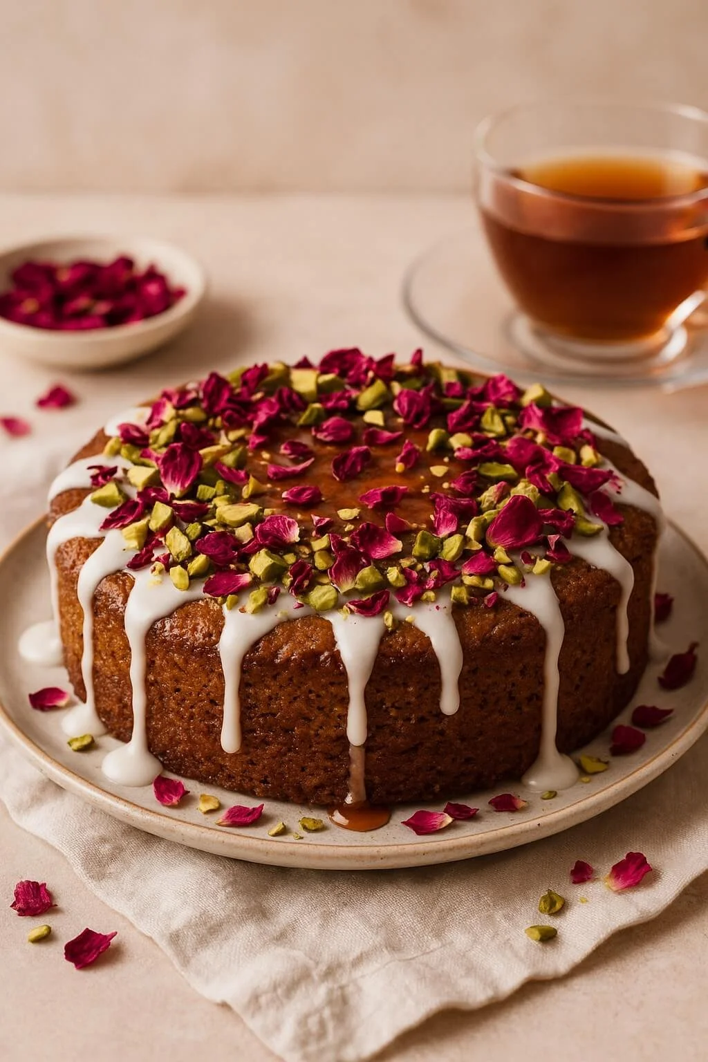 Persian Love Cake with a Black Tea Drizzle