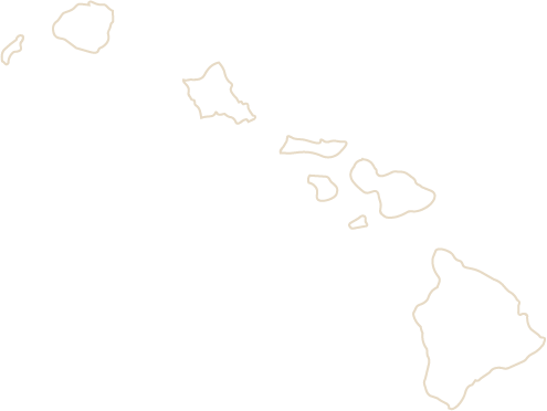 Outline map of Hawaii showing its islands against a black background.