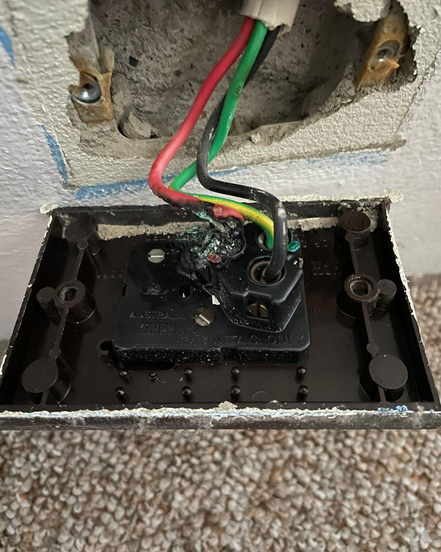Before -&gt; After

Having the correct circuit protection in your switchboard can bring problems like this to light before they get worse or even result in a fire.