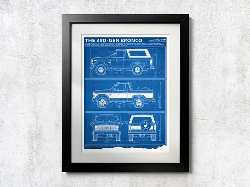 Ford Bronco Third-Gen Blueprint - Unframed Poster Print