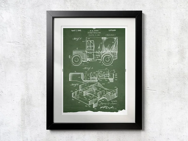 Willys MB Patent Drawing 02 - Unframed Poster Print