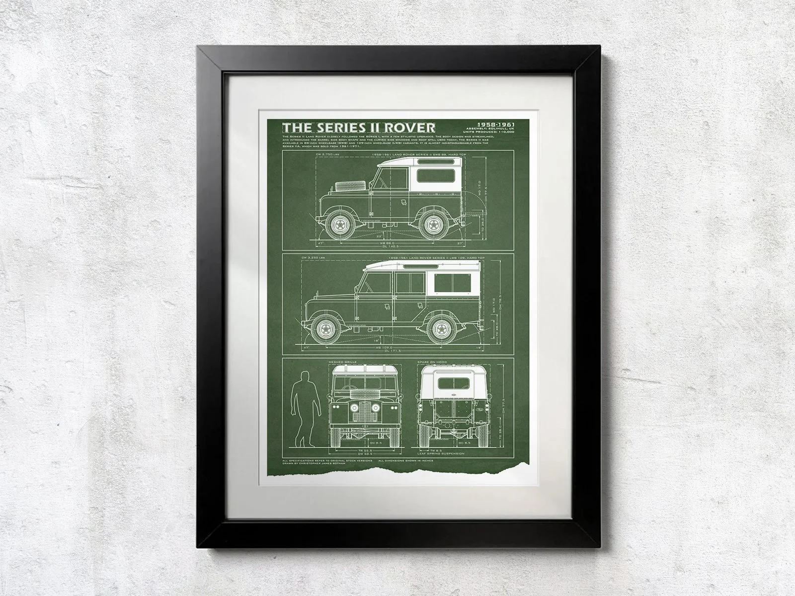 Land Rover Series II Blueprint - Unframed Poster Print
