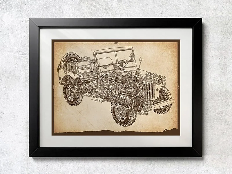 CJ-3B Cutaway Drawing - Unframed Poster Print