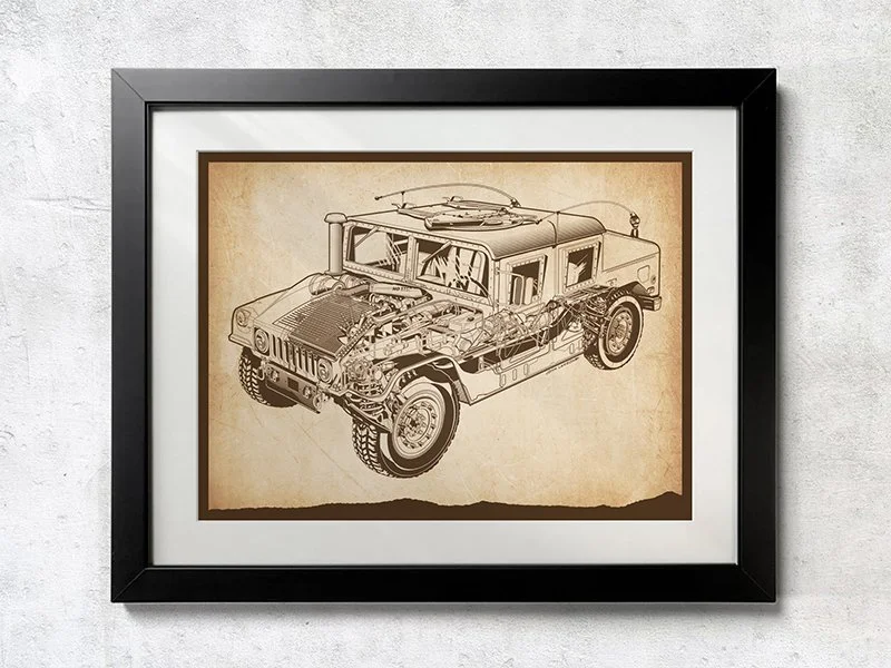 M-998 Humvee Cutaway Drawing - Unframed Poster Print