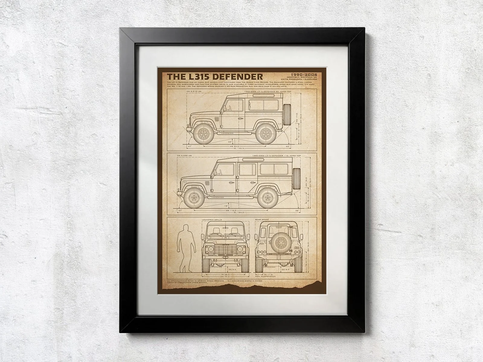 Land Rover L315 Defender Blueprint - Unframed Poster Print