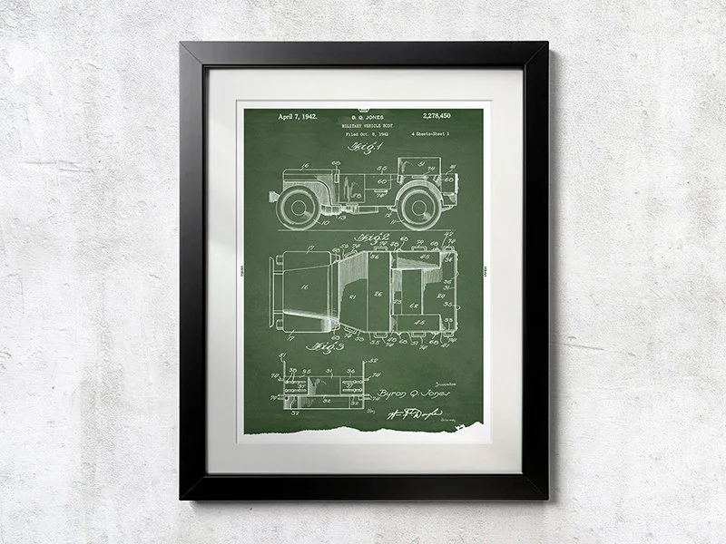 Willys MB Patent Drawing 01 - Unframed Poster Print