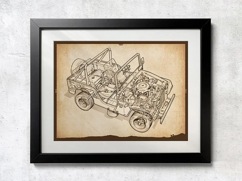 CJ-5 Cutaway Drawing - Unframed Poster Print