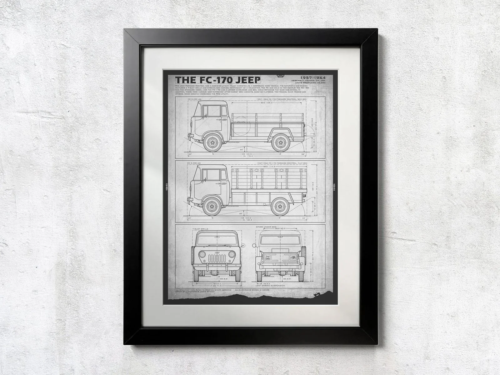 FC-170 Forward Control Blueprint - Unframed Poster Print