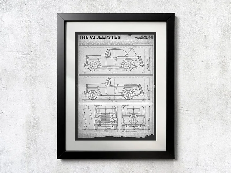 VJ Jeepster Blueprint - Unframed Poster Print