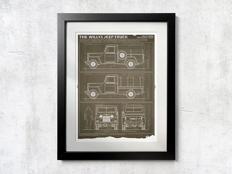 463 / 473 Willys Jeep Truck Blueprint - Unframed Poster Print
