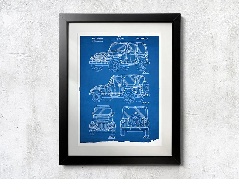 Wrangler TJ Patent Drawing - Unframed Poster Print