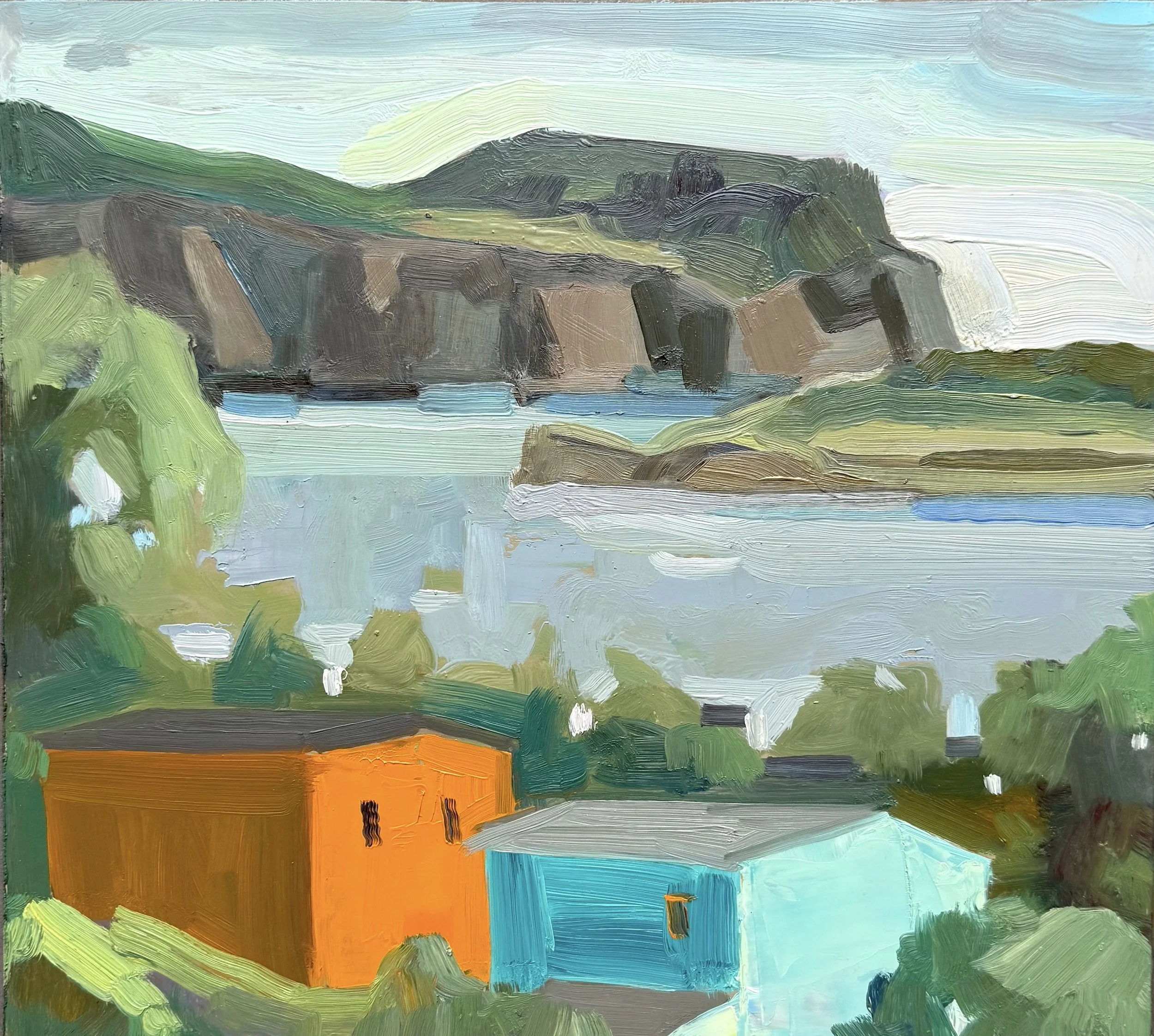 Hilltop Pair, oil on panel, 12 x13 inches