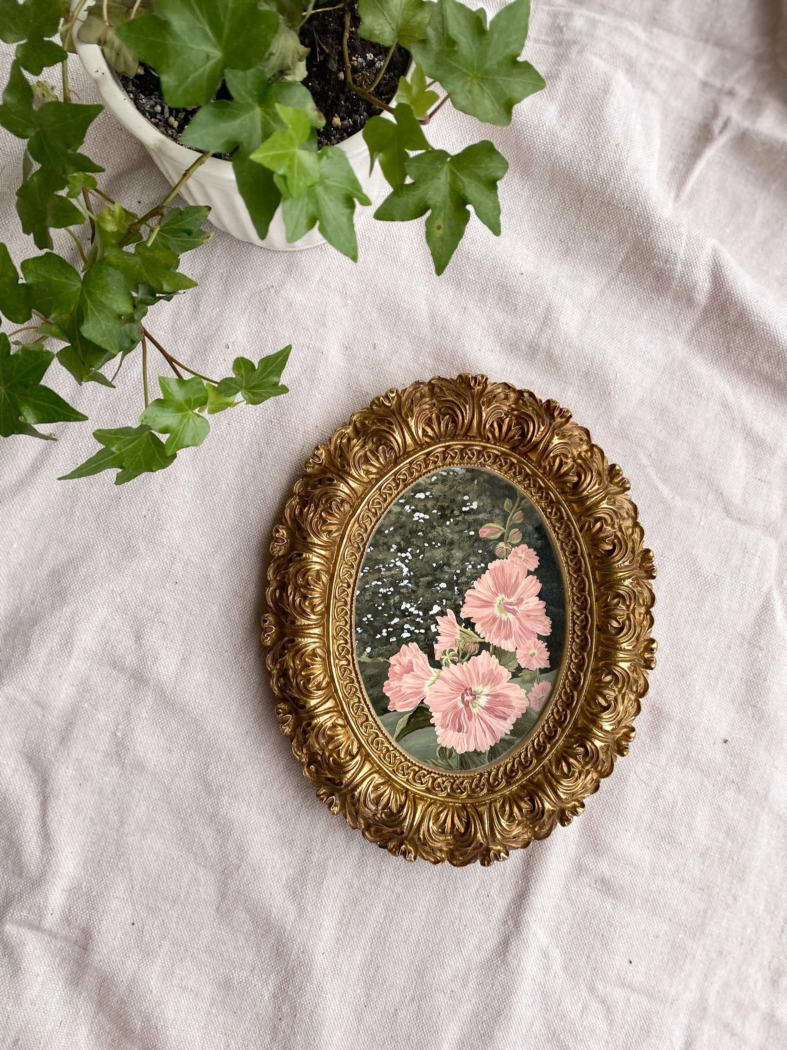 "The Hollyhock Patch" Framed Art Print