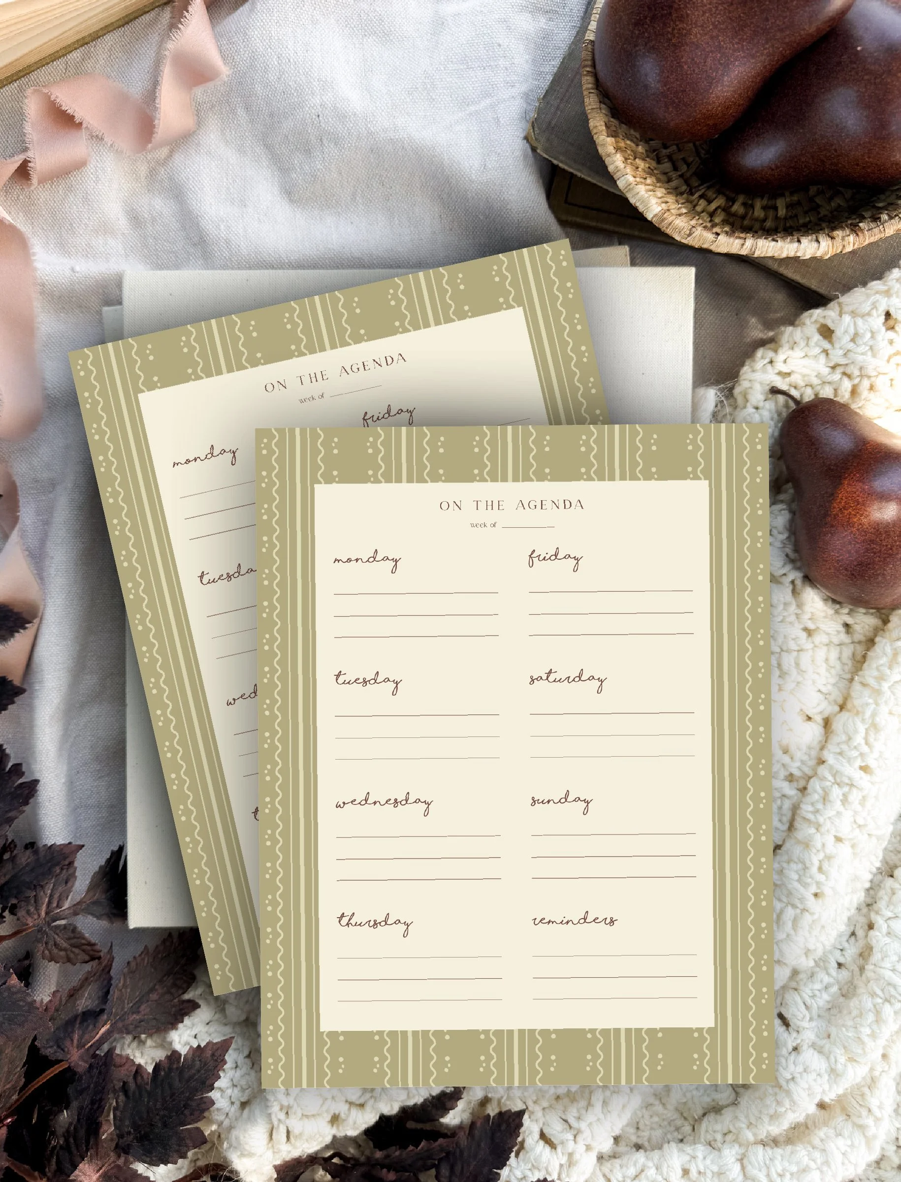 Meadow Stripe Weekly Agenda Notepad