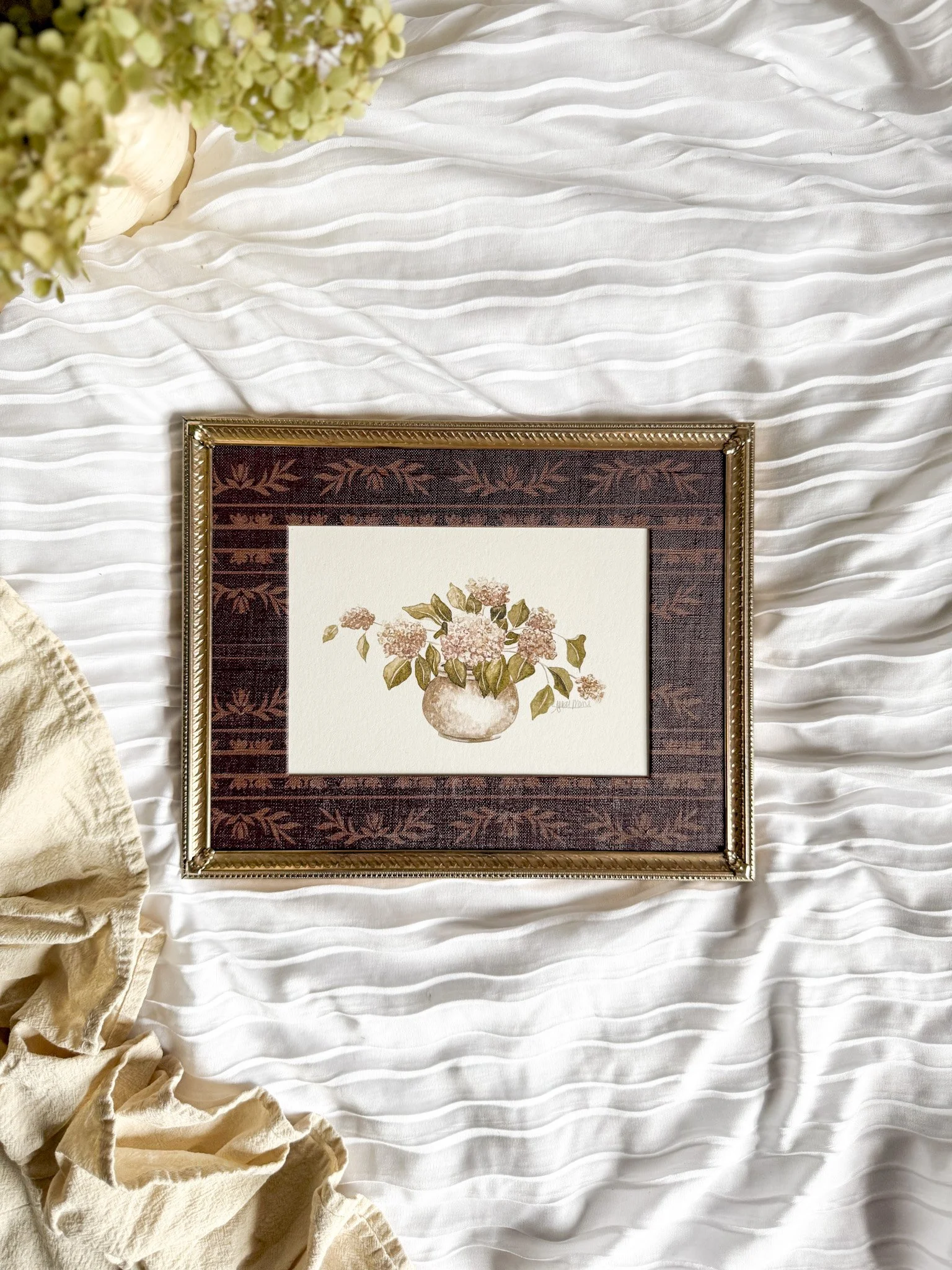 "Autumn's Hydrangeas" Framed Art Print