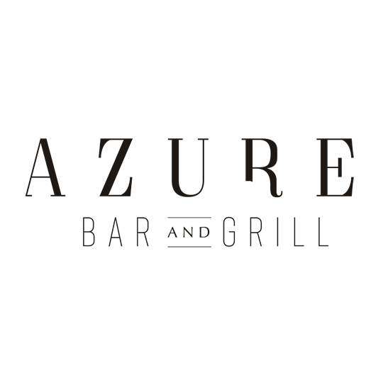Azure Bar and Grill logo with black background and white text.