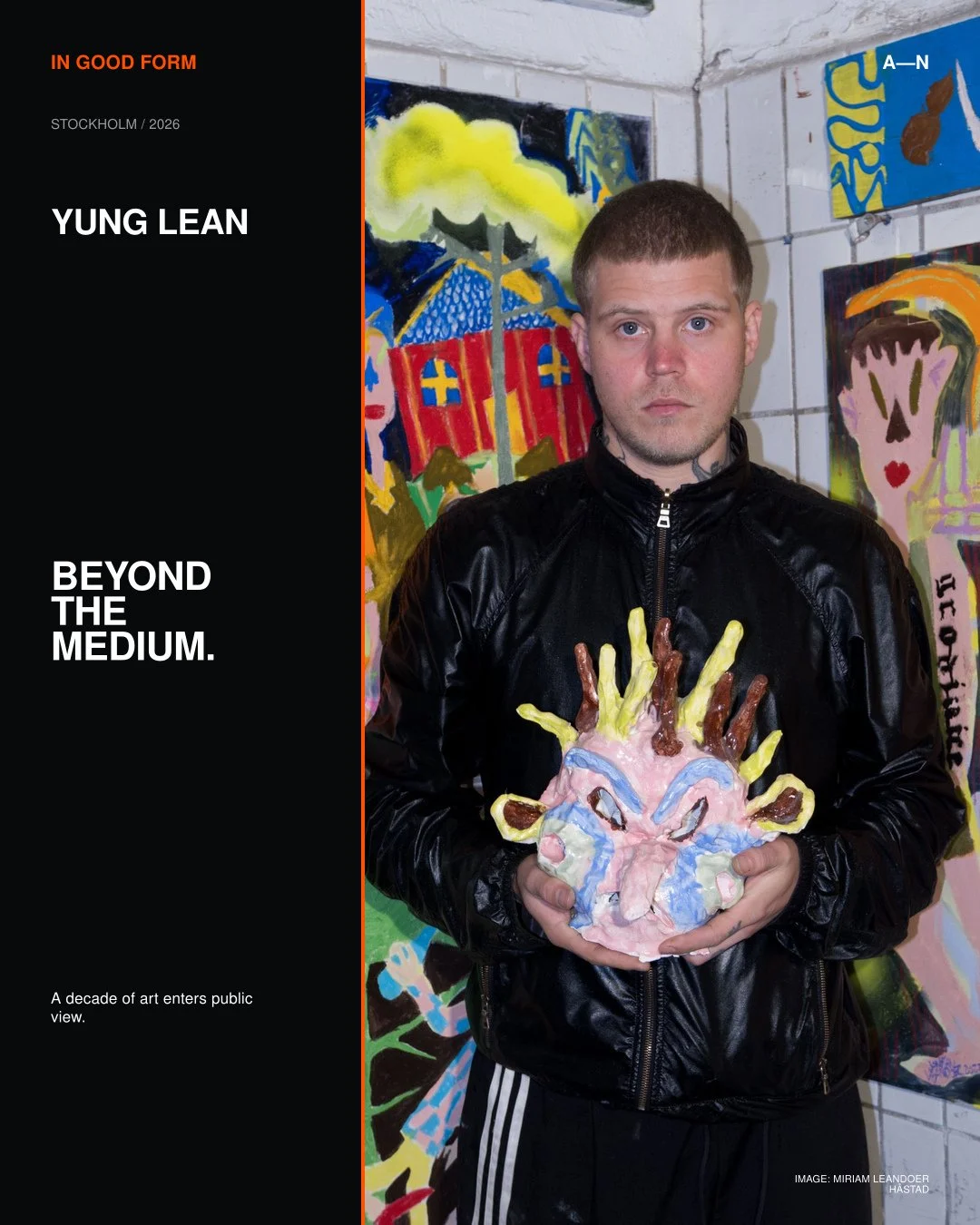 Yung Lean was never just a musician.

This month, Jonatan Leandoer H&aring;stad opens Collected Works 2016&ndash;2026 in Stockholm: a decade of largely unseen painting, sculpture, collage, works on paper, installations and film.

The exhibition is no