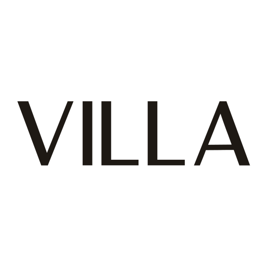 Logo with the word 'VILLA' in black capital letters on a white background.