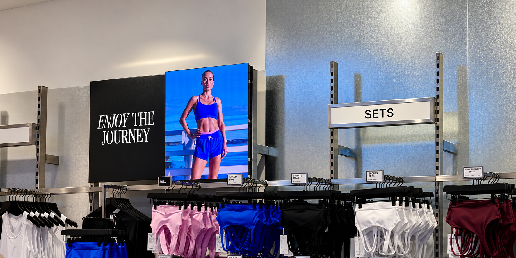 Digital campaign display, steel rails and the Sets wall at LSKD Robina.