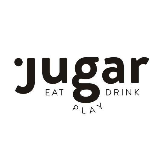 Logo for Jugar with the words Eat, Drink, Play appearing underneath.