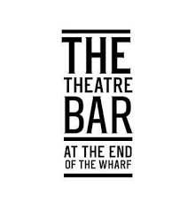 Text reading 'The Theatre Bar at the End of the Wharf' in black on a white background.