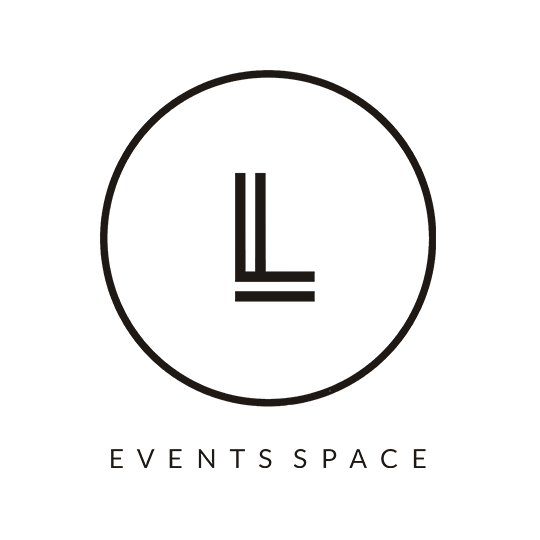 Black circular logo with stylized 'L' in the center and the words 'Event Space' below.