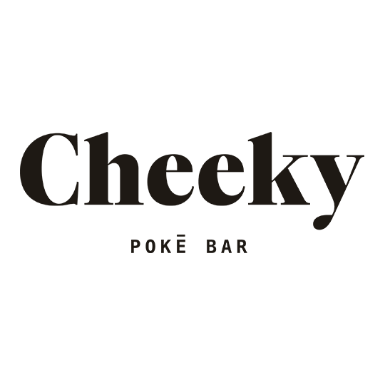 Logo for Cheeky Poké Bar with the text 'Cheeky' in large font above 'Poké Bar' in smaller font.