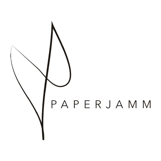 Logo for Paperjamm featuring a stylized abstract leaf design and the text 'Paperjamm' underneath.