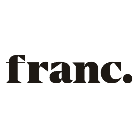 Black logo with the word 'franc.' in lowercase letters.