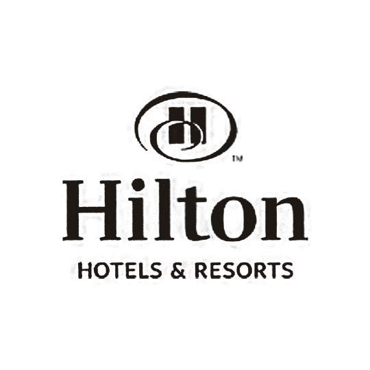Hilton Hotels & Resorts logo in black and white.
