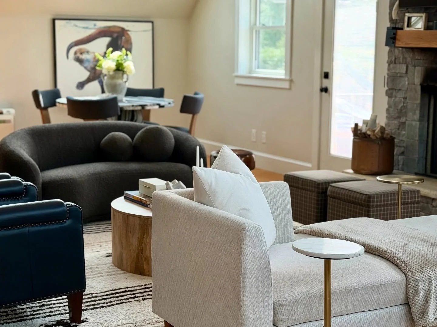 Every space has potential, it just needs the right eye.

In this Great Room, the open floor plan was tricky with doors and pathways limiting options. Instead of reinventing the wheel, we reimagined it: keeping the layout, but selecting pieces that wo