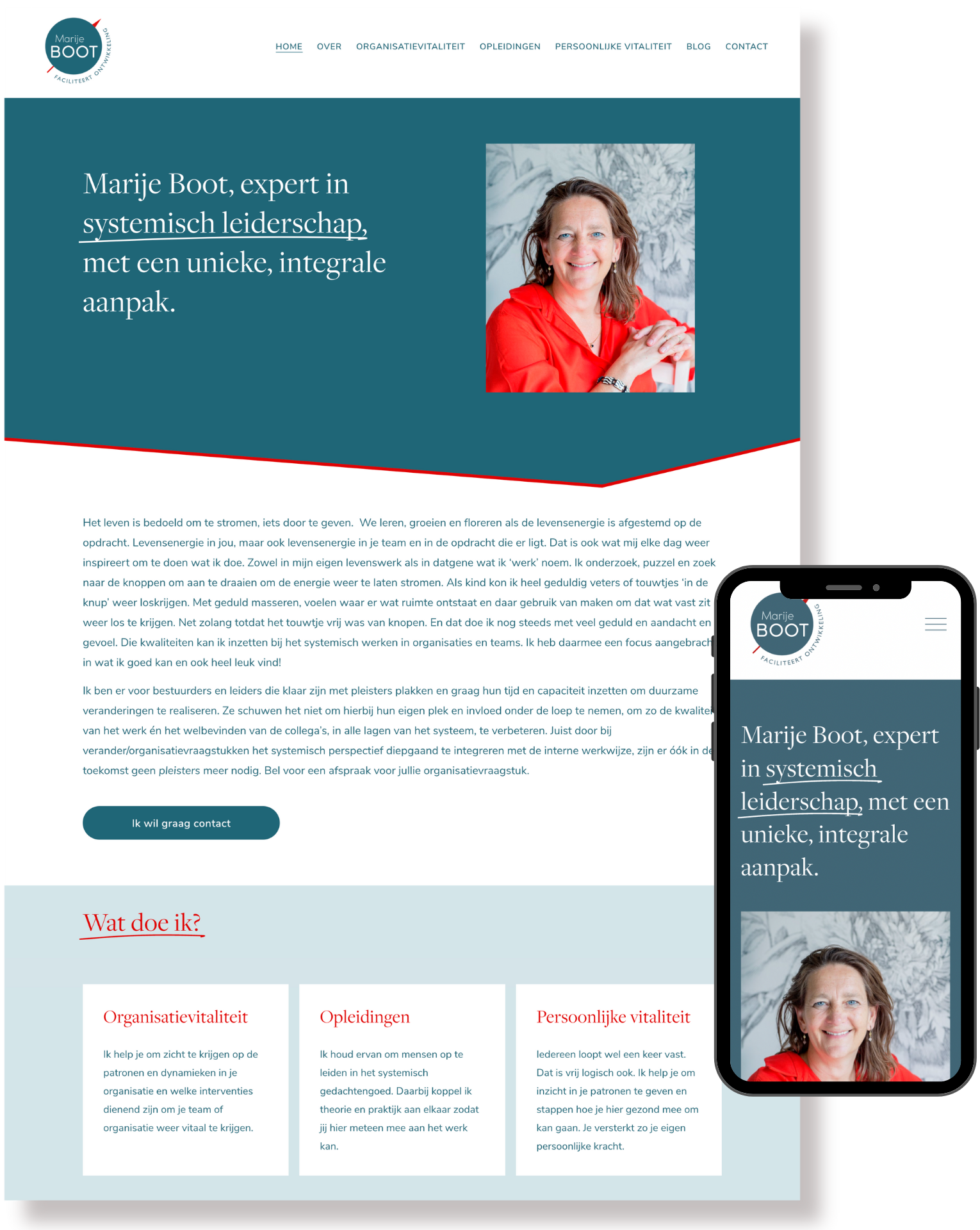 Website van Marije Boot weergegeven op desktop en mobiel