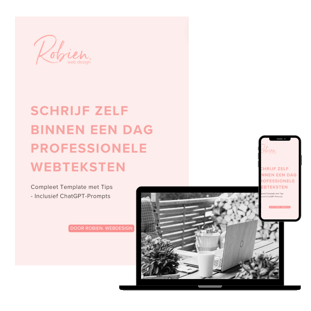 Mock-up van het template ‘Schrijf zelf binnen een dag professionele webteksten'