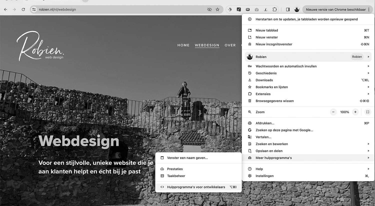 Screenshot van Google Chrome DevTools