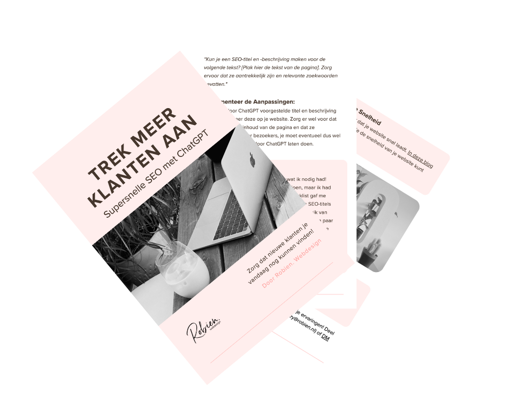 Mock-up van de gratis SEO-checklist met drie overlappende pagina’s