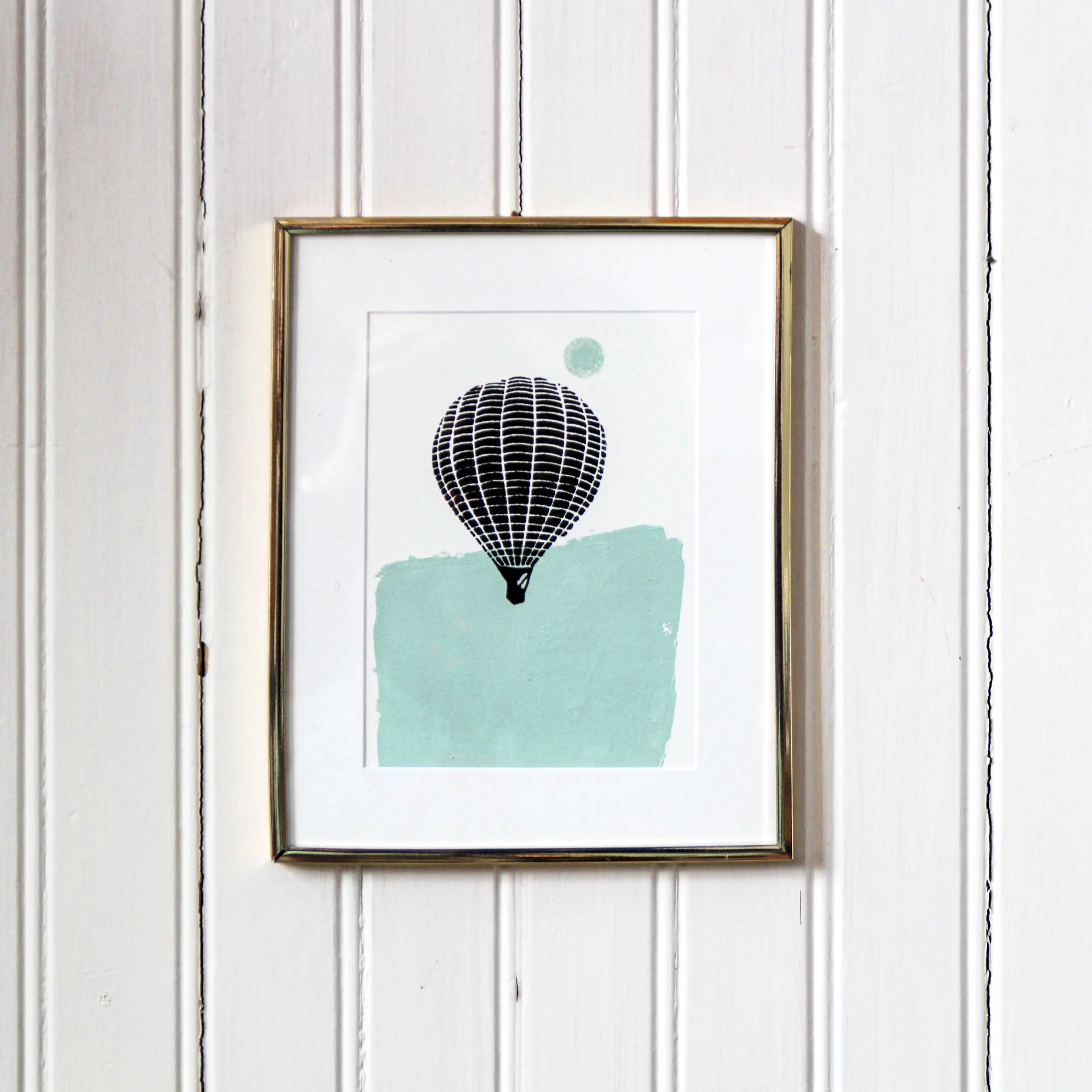 Heißluftballon & Turquoise im goldenen Rahmen