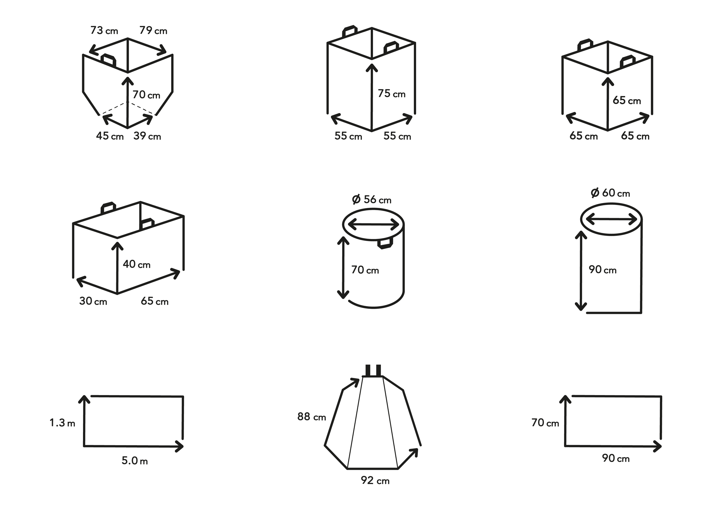 Pictos dimensions produits