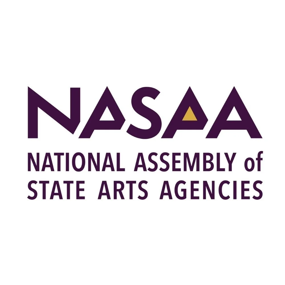 Full color, stacked version of the logo for the National Assembly of State Arts Agencies using the organization's full name below the NASAA acronym