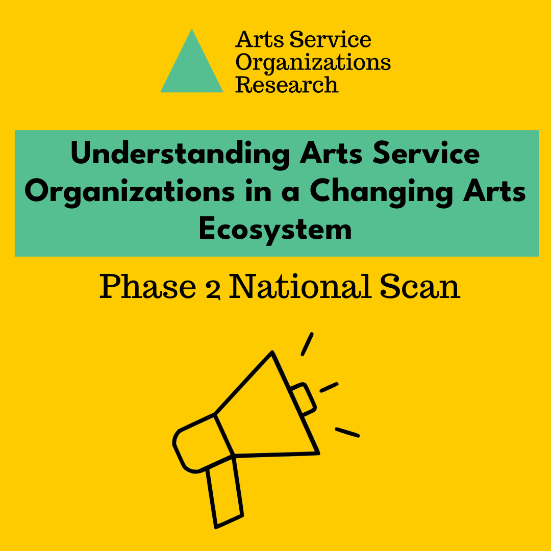 A dark yellow graphic titled "Phase 2 National Scan" in black text with the outline of a megaphone underneath.