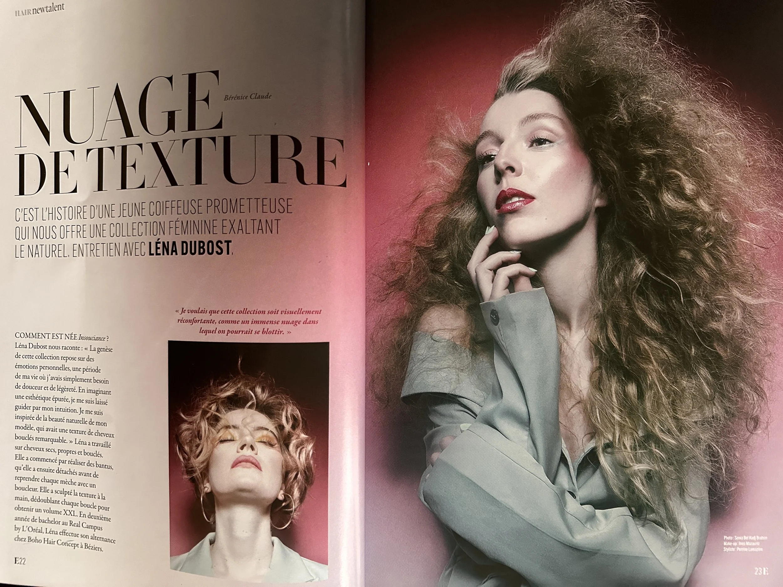 Photographie éditoriale, magazine Estetica France, beauté coiffure réalisée par Sonia Bel Hadj Brahim, Volupté Cassée à Paris