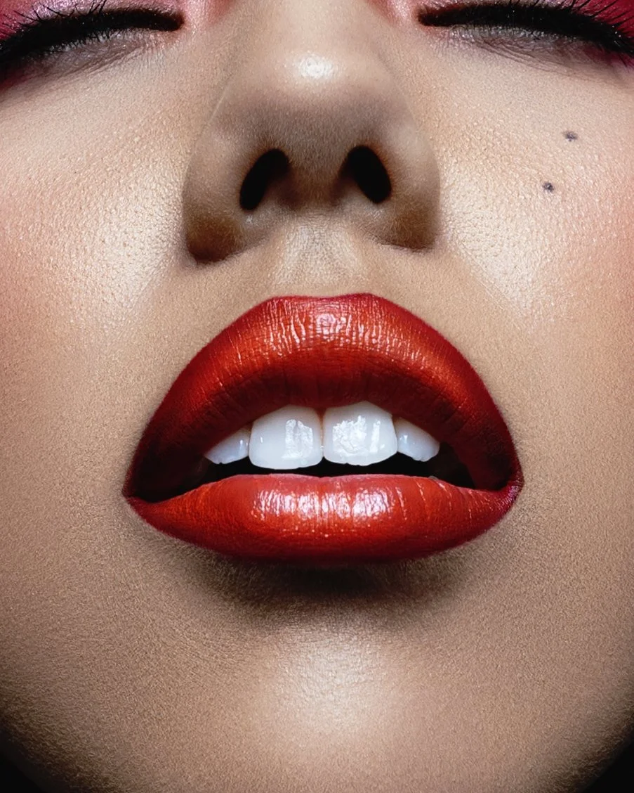 Portrait Studio Volupté Cassé de femme, beauté éditorial, plan serré sur les lèvres. Réalisée par Sonia Bel Hadj Brahim à Paris