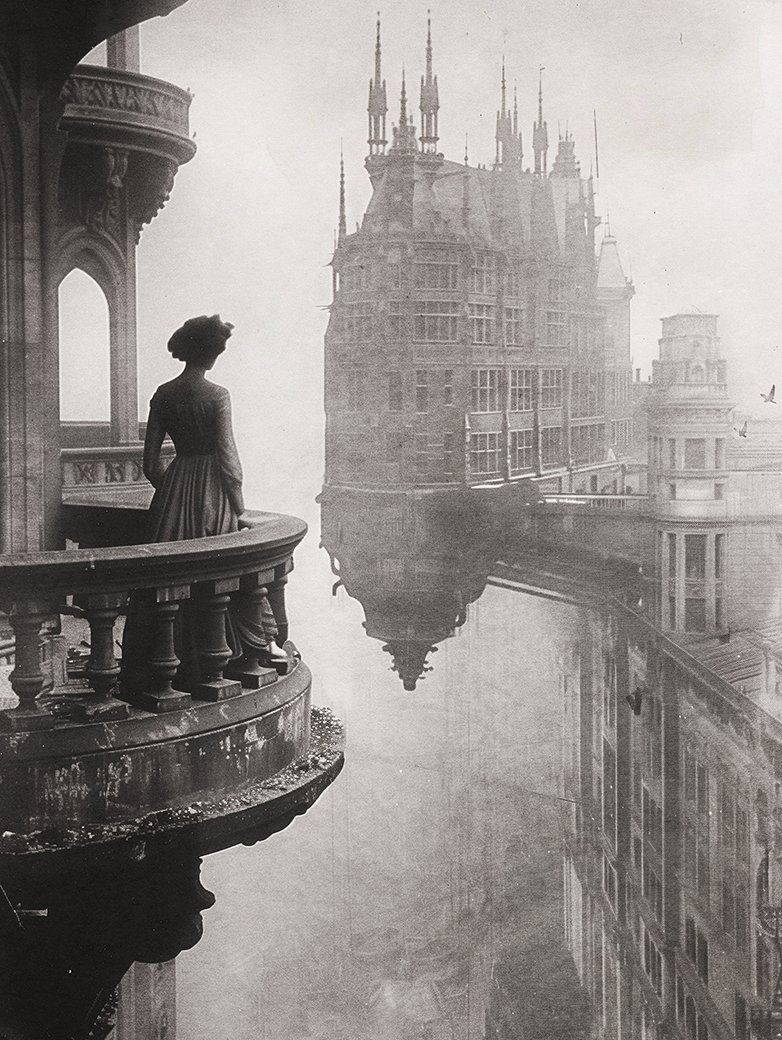 Misty cityscape