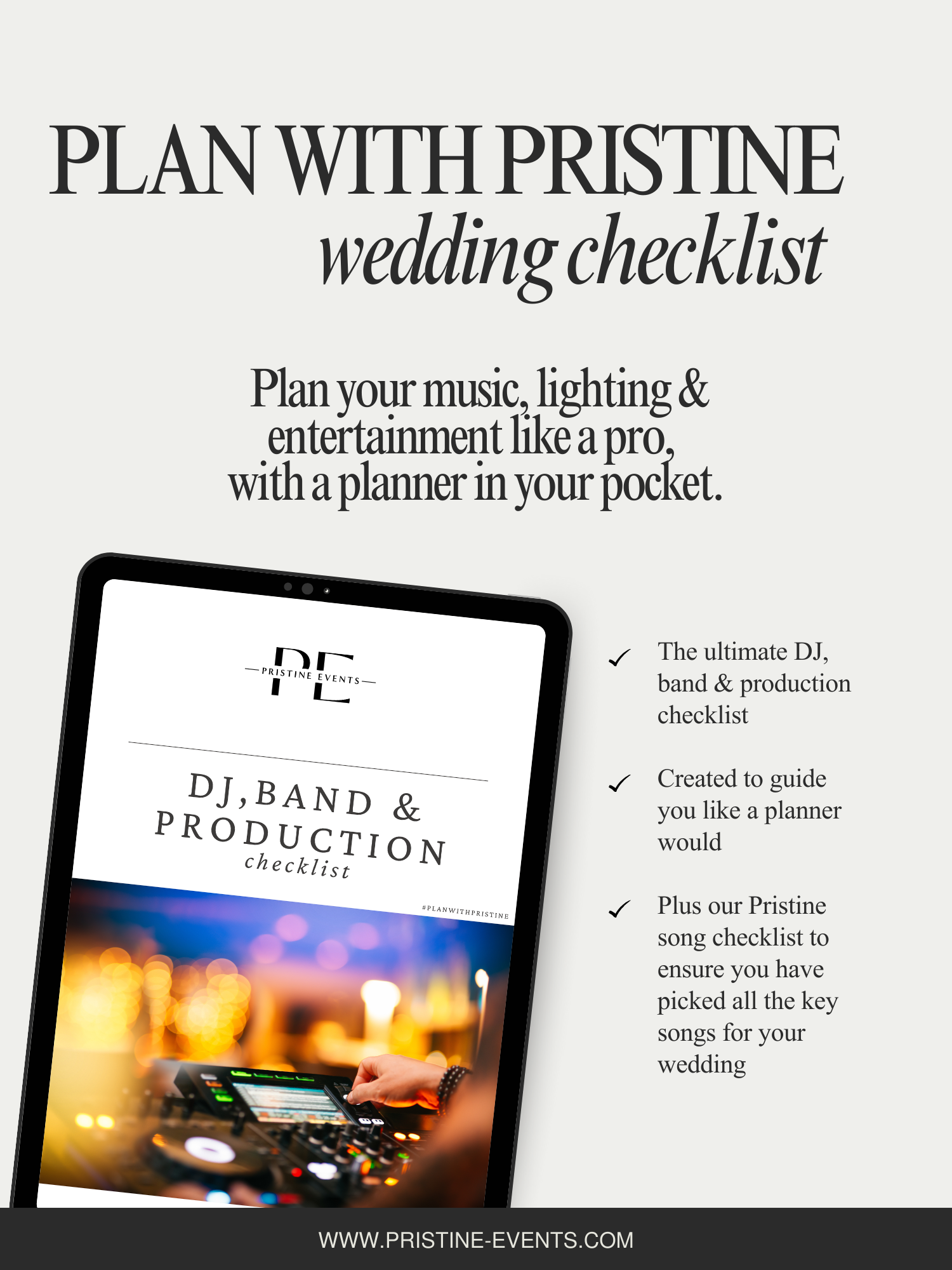 Plan With Pristine: DJ, Band & Production Checklist