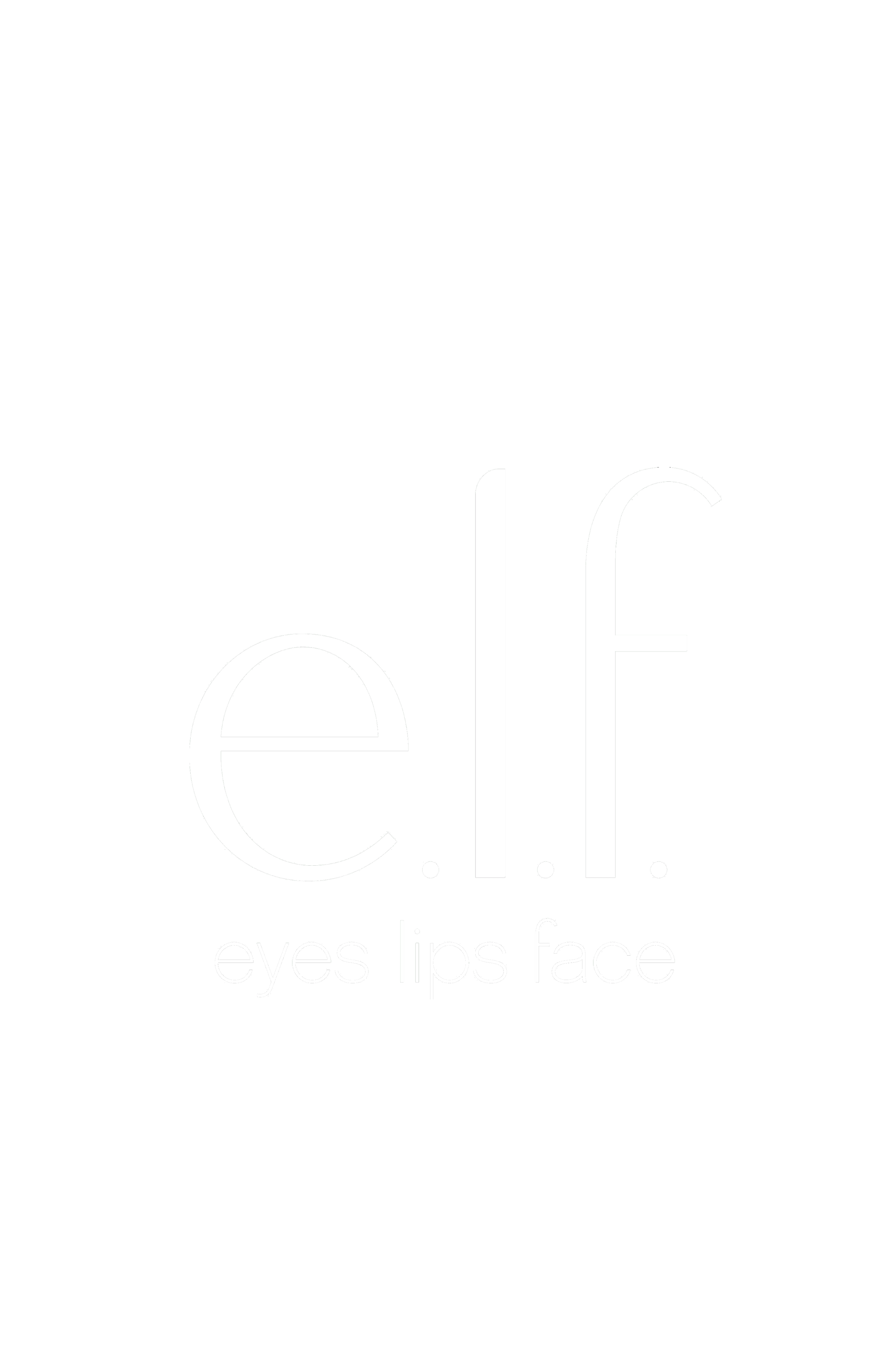 Logo with the text "e.l.f." and the words "eyes lips face" below in white on a black background.