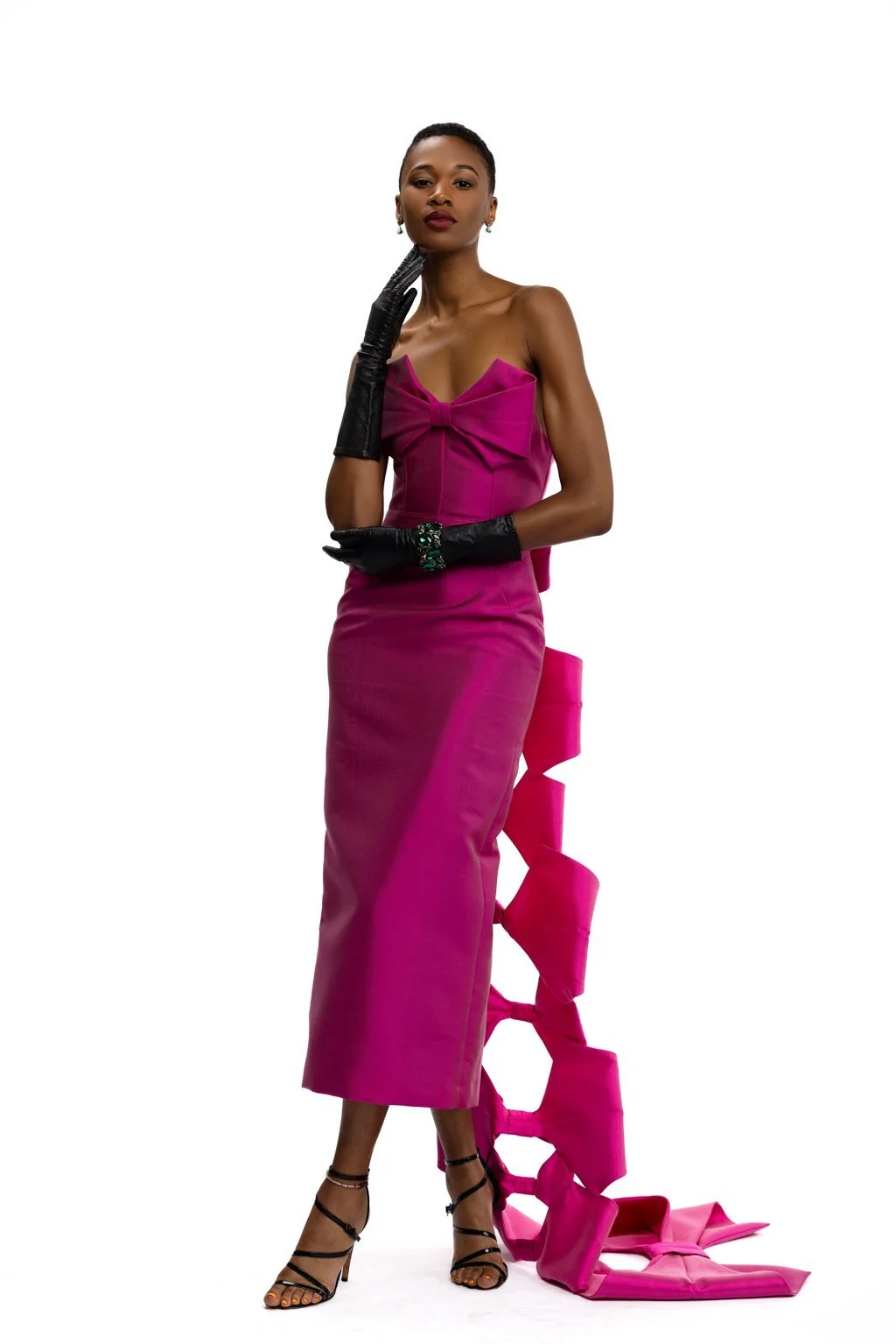 fuschia cocktail dress May Queen MQ2041 - Glitter Motif Cocktail Dress 10 / Fuchsia