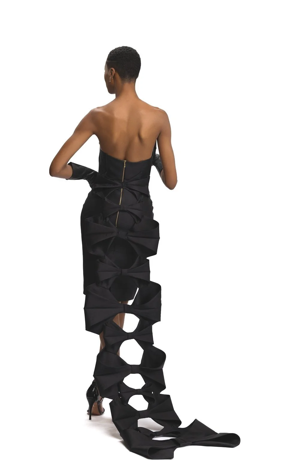 Black Bow Cocktail Dress with Bow Train | Fite Fashion Black Bow Cocktail Dress with Bow Train | Fite Fashion